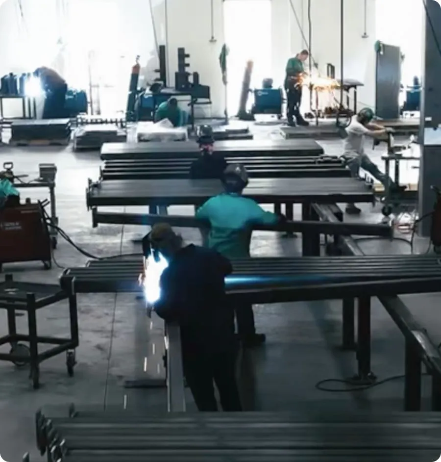 Accelevation welder at work in the fabrication shop
