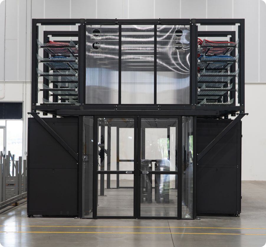 Prefabricated modular data center enclosure on the production floor