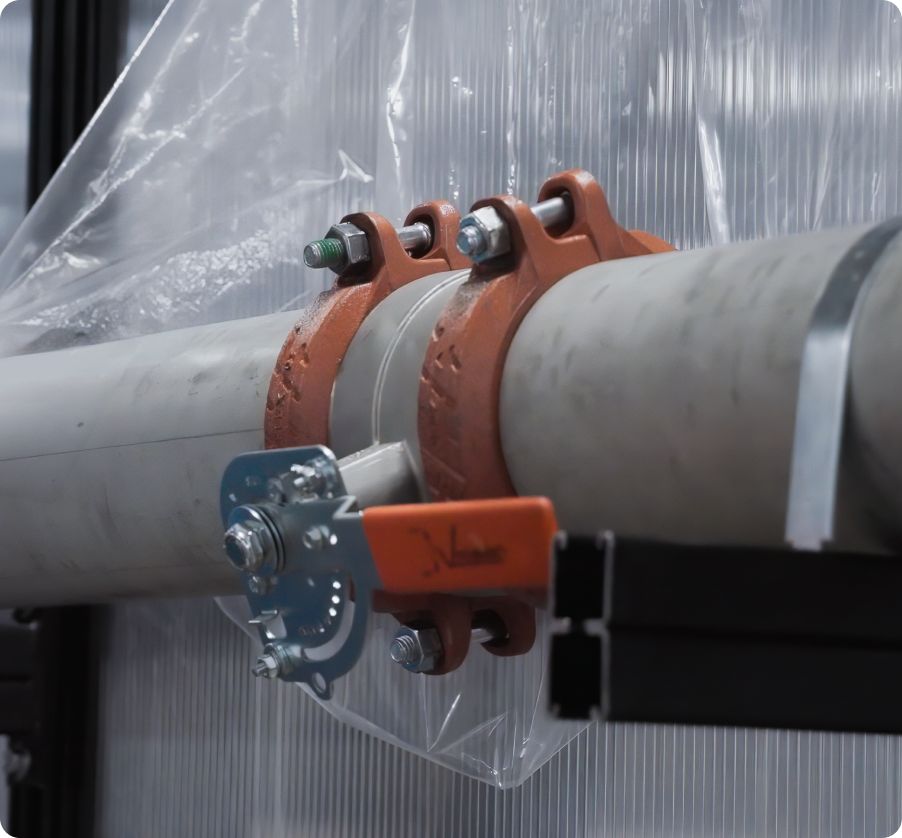 Liquid cooling pipework with clamped couplings
