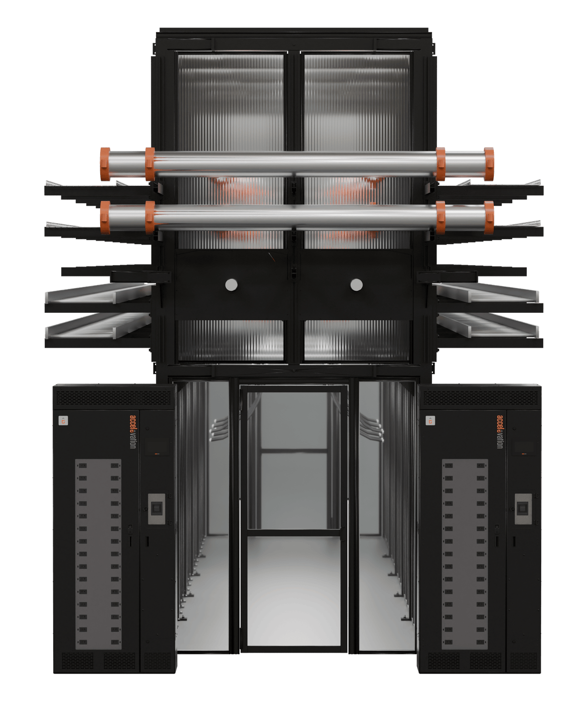 Accelevation SkyBridge module with overhead piping and containment
