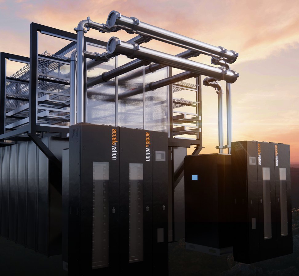 SkyBridge modular infrastructure on the Accelevation facility floor