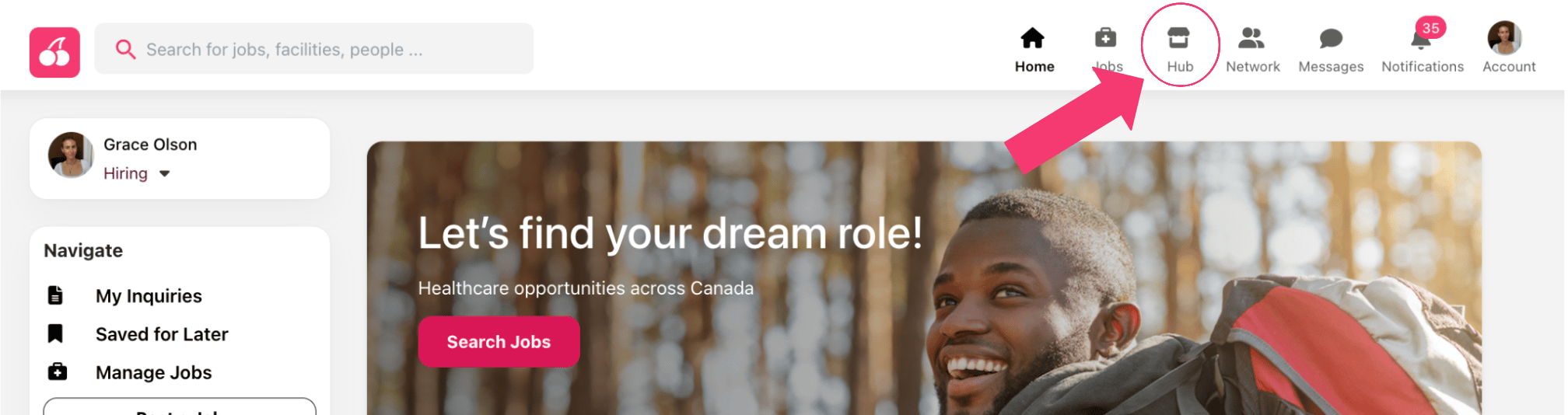 The Business Hub in the Cherry app