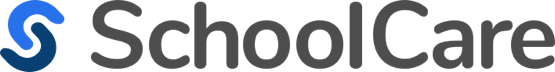 SchoolCare logo with a blue and dark blue stylized S icon