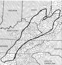 Lucy Braun Association’s outline&nbsp;of Central Appalachia's Mixed Mesophytic Forest Region