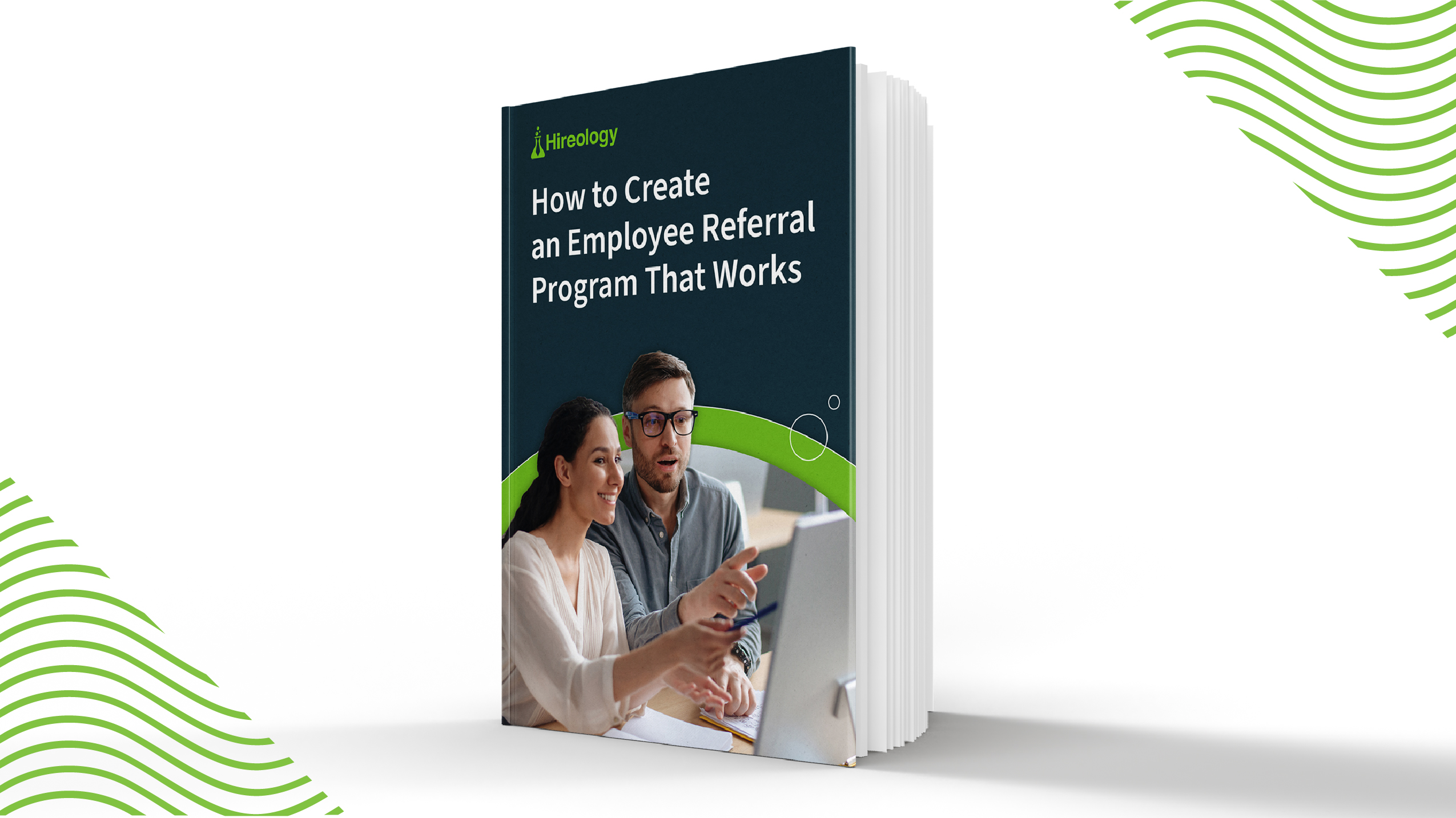 Book cover titled How to Create an Employee Referral Program That Works with two people at a computer.