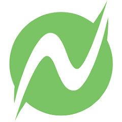 Green circle with white stylized zigzag line inside resembling letter N.