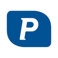 White letter P centered inside a blue rounded square shape.