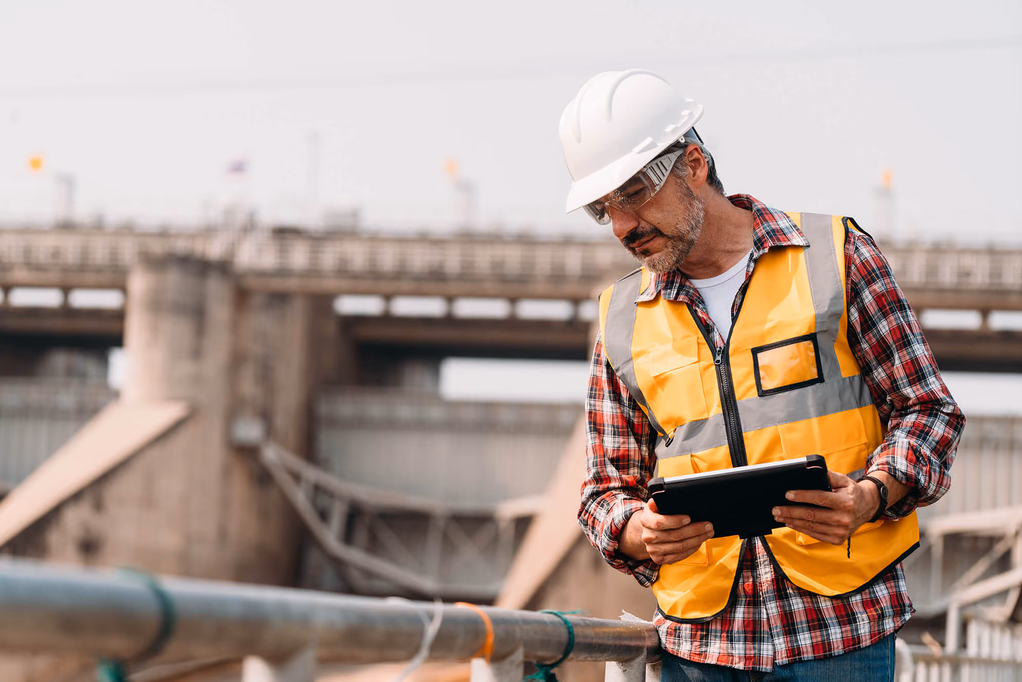 A man in a high-vis vest