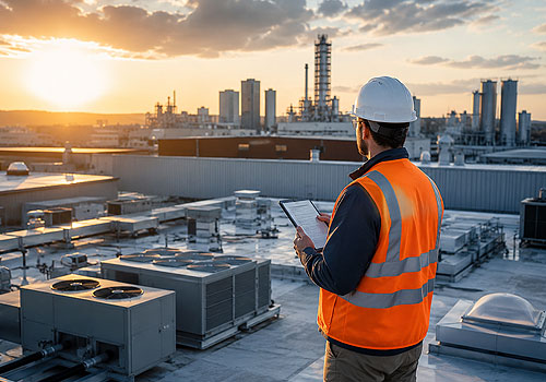 Commercial and industrial environmental inspection of rooftop HVAC systems by a certified consultant