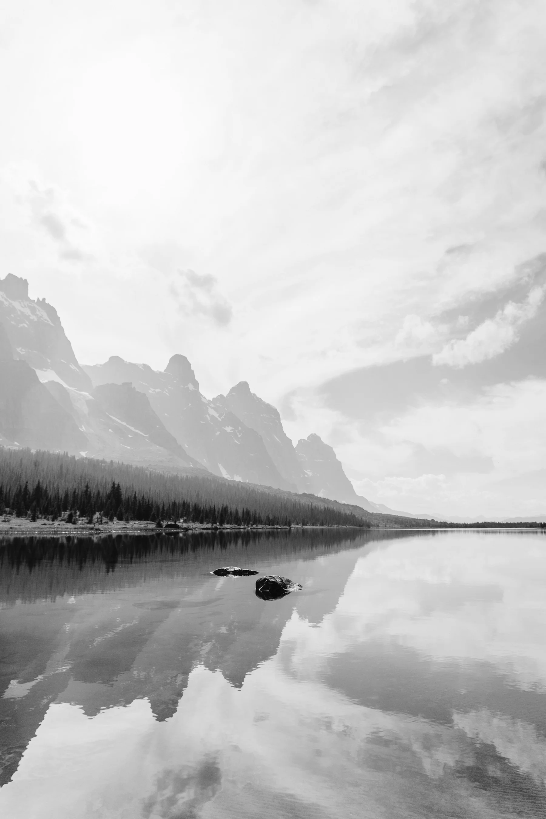 Still lake in the mountains.