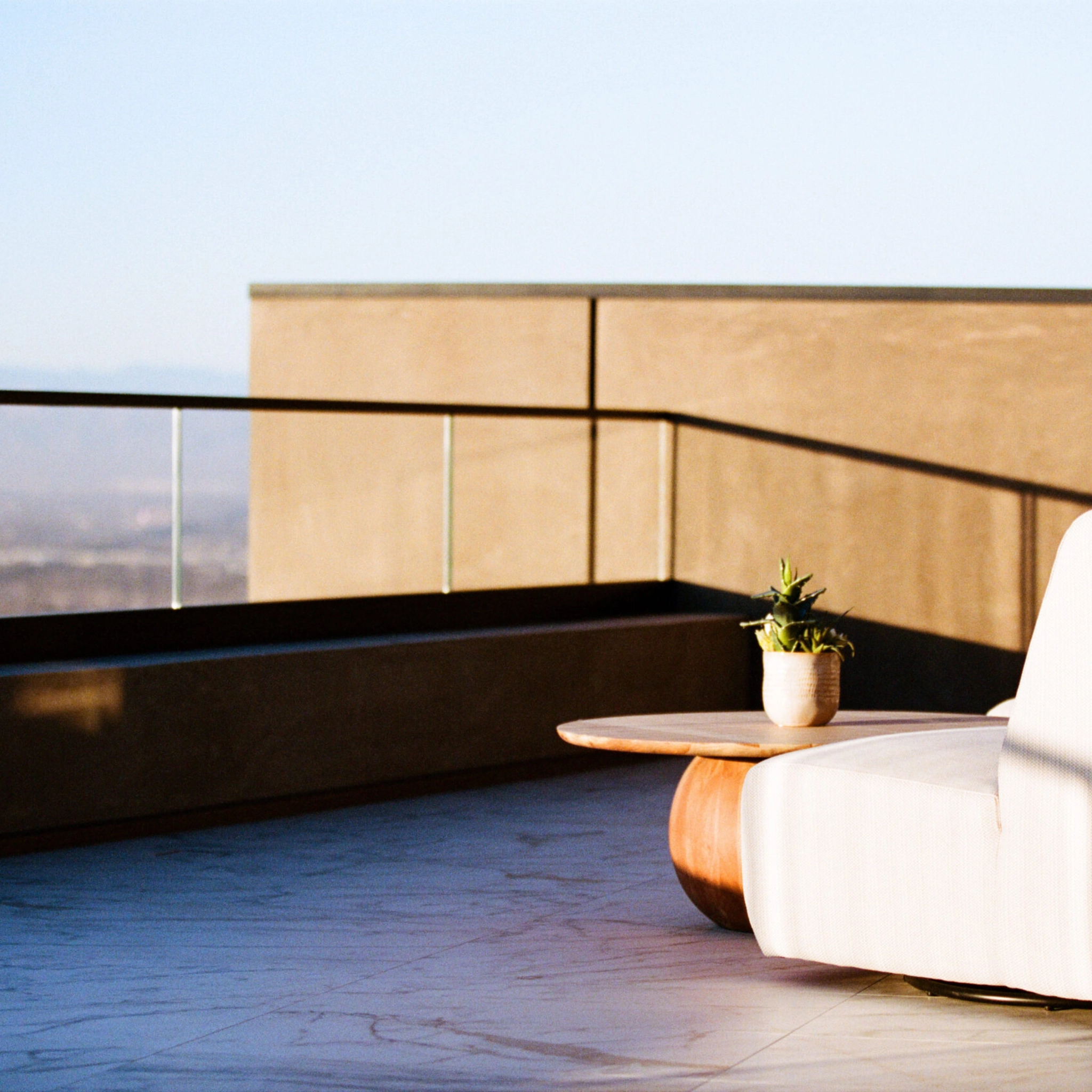 An extra wide balcony with Base Rail overlooks the Las Vegas Strip