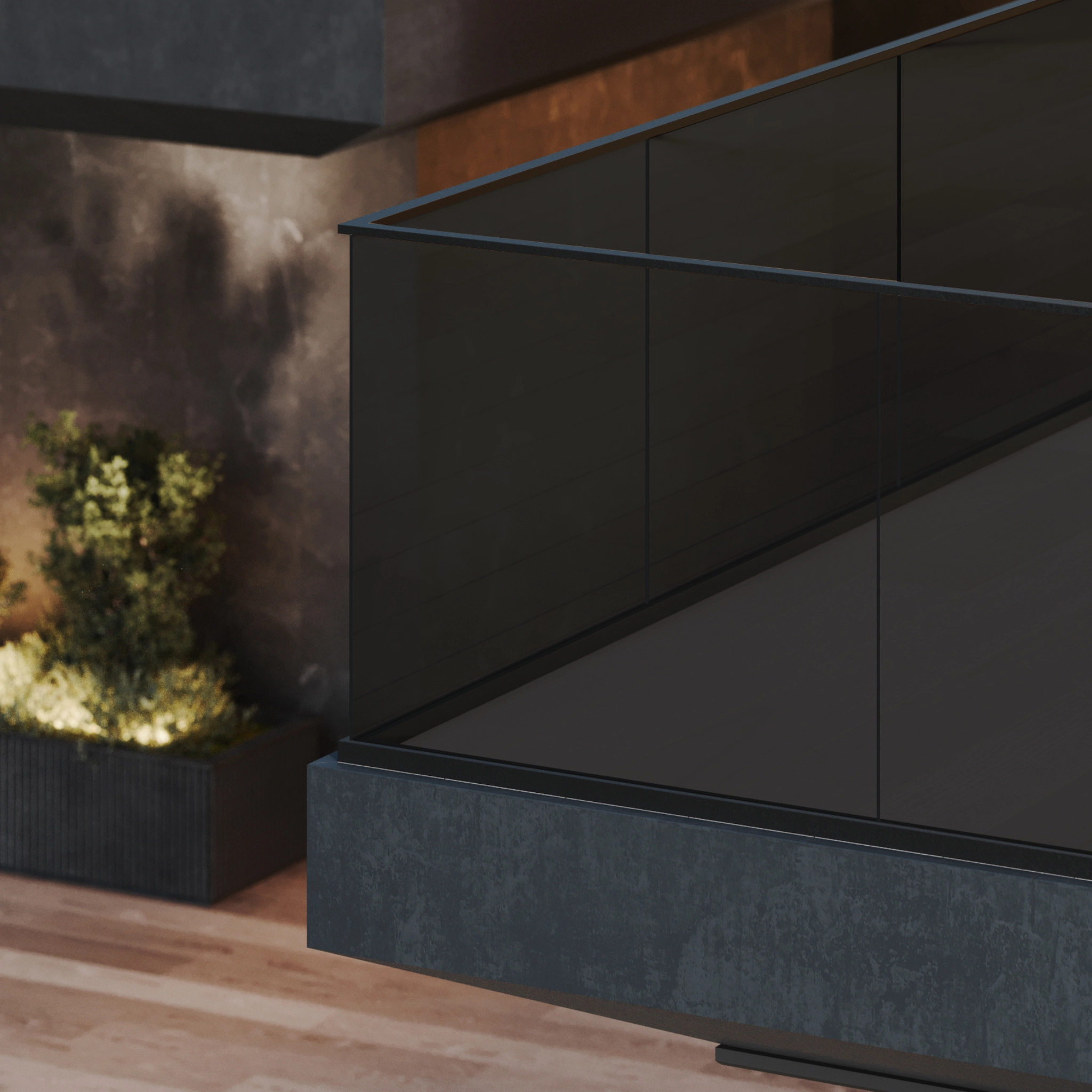 Solar Gray tinted glass panels