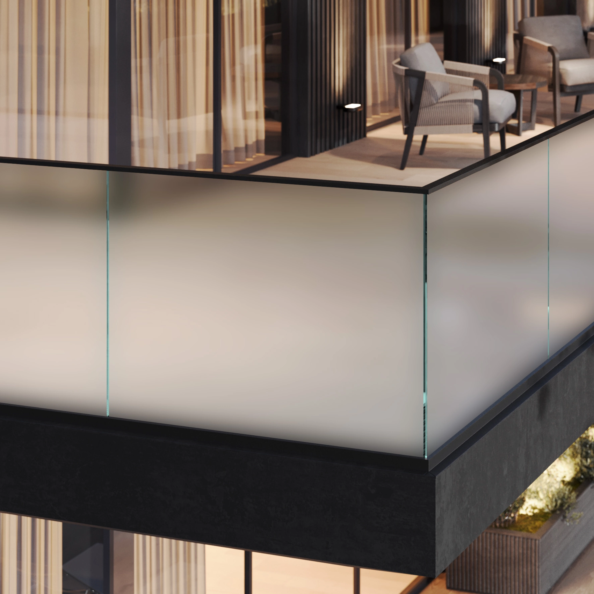 Frosted glass panels