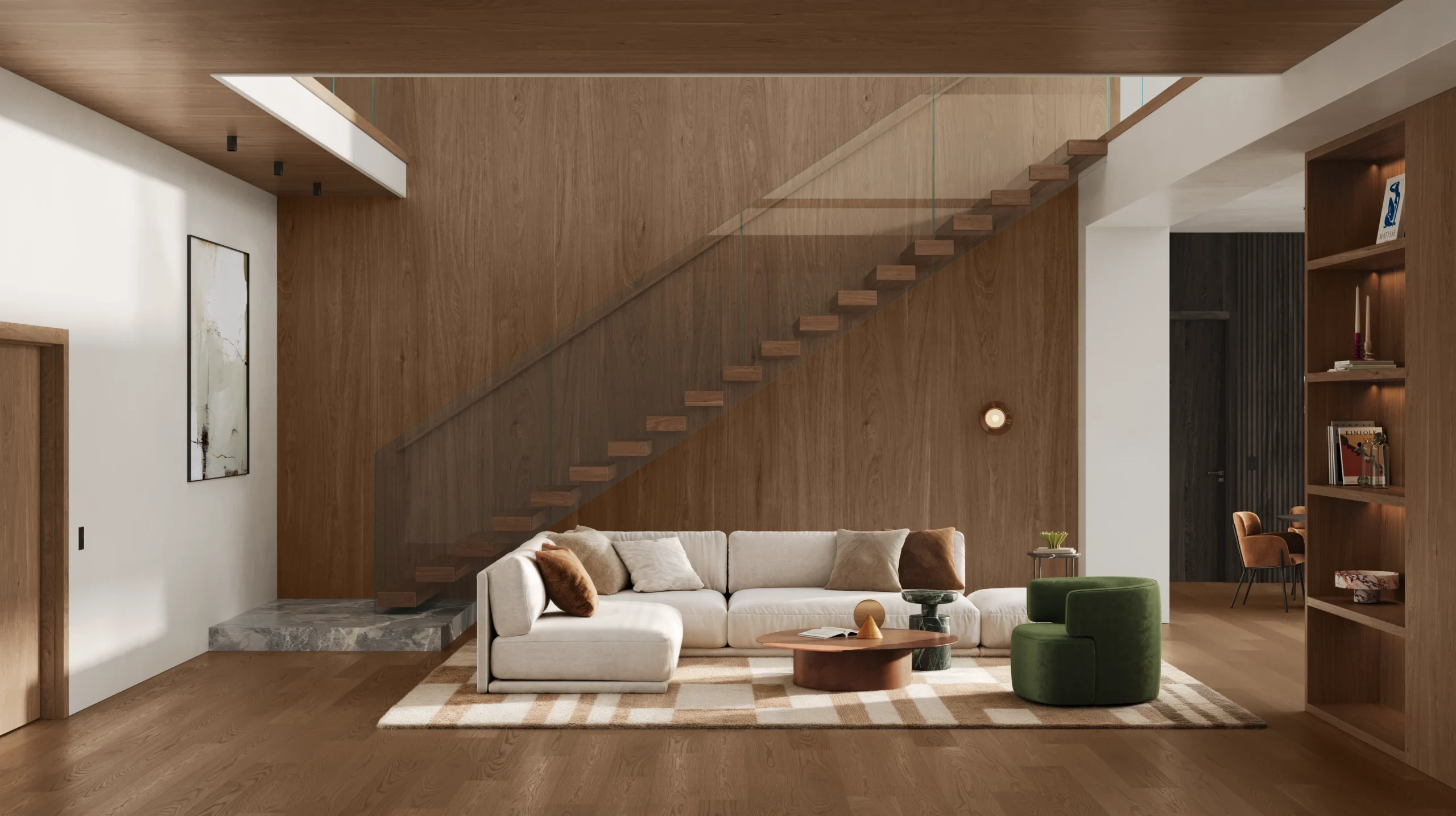 FLIGHT Cantilever with Ash treads and Vedera glass railing
