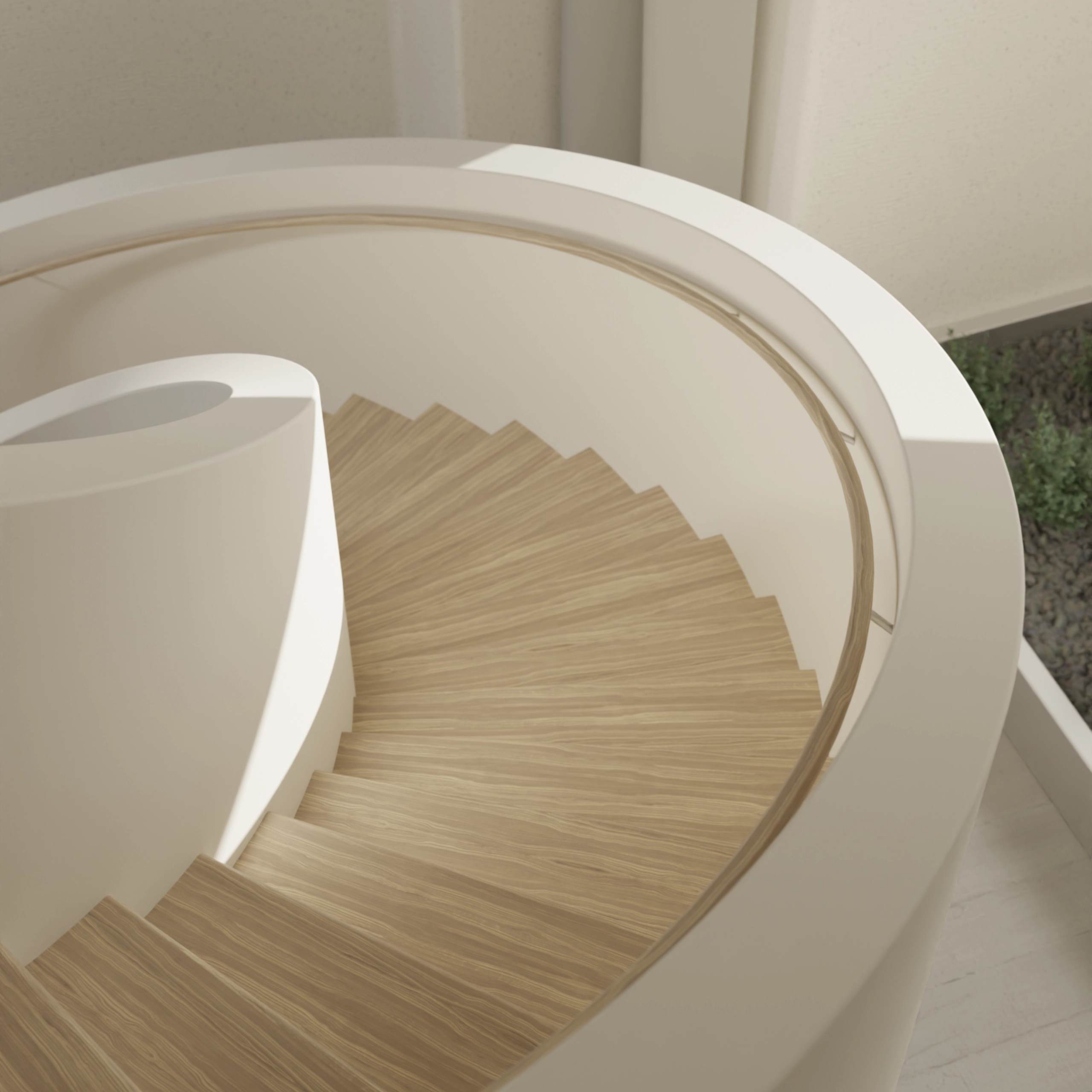 Looking down FLIGHT Curve as it sweeps around a rounded plaster wall
