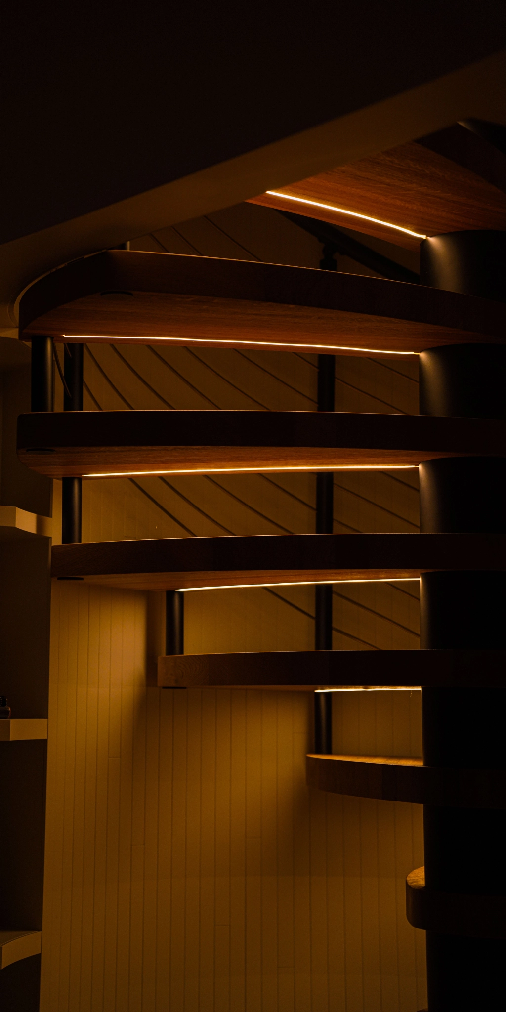 LED treads on a FLIGHT Spiral staircase