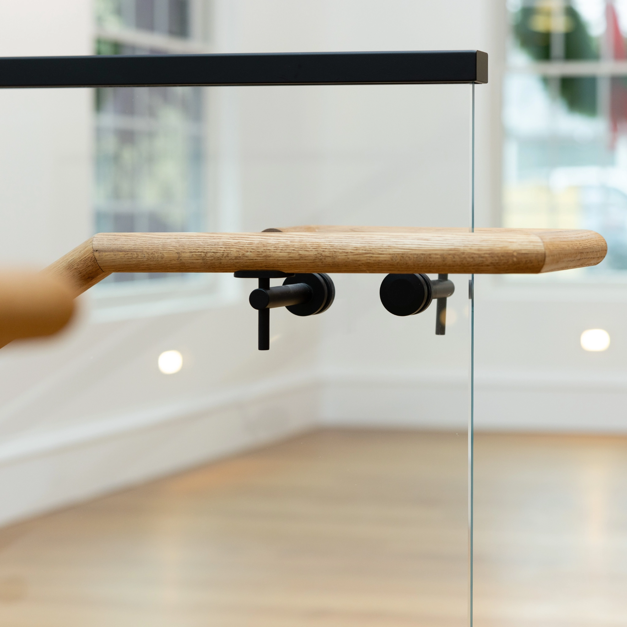 Glass-mounted handrail