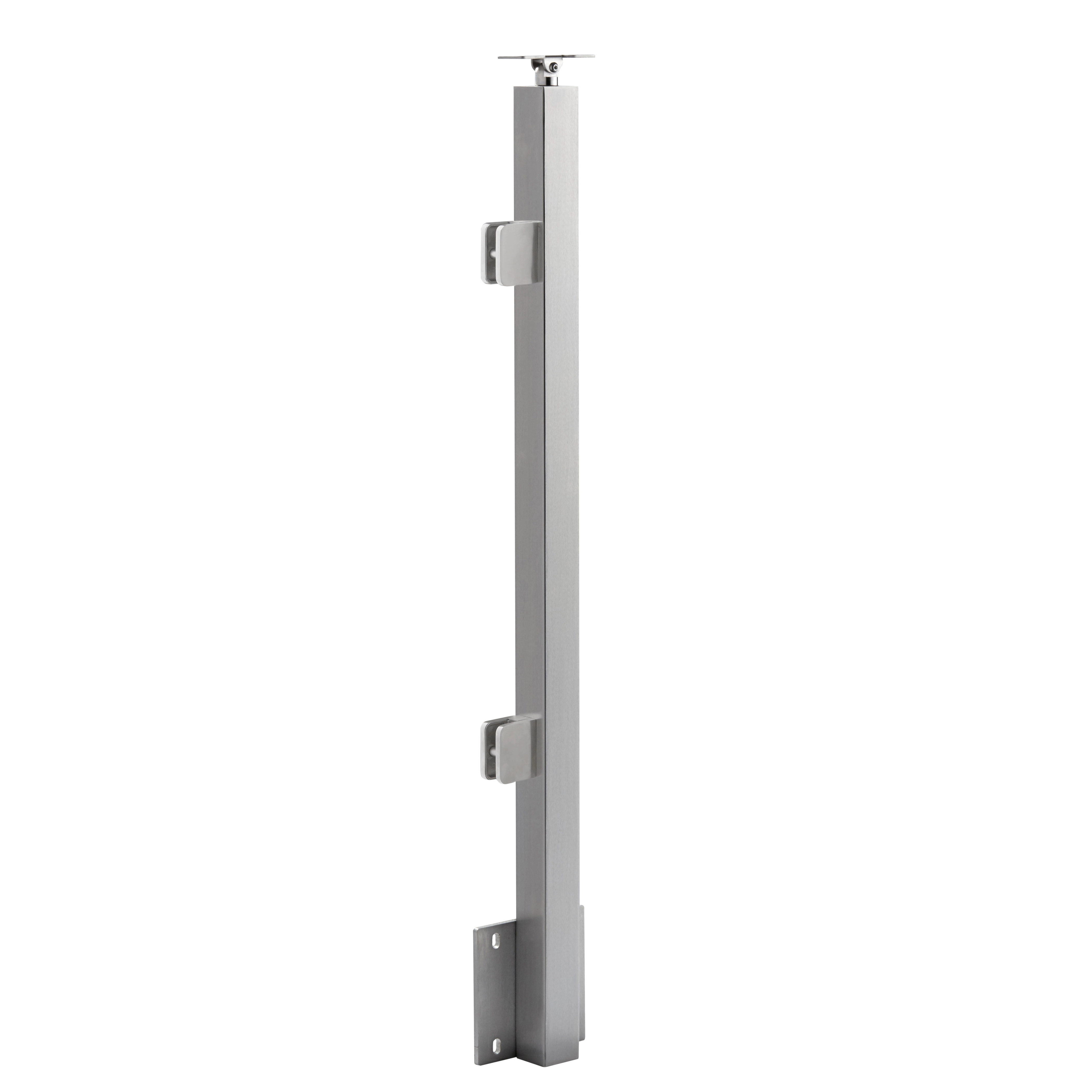 Glass post render with a tall side-mounting plate running down one face