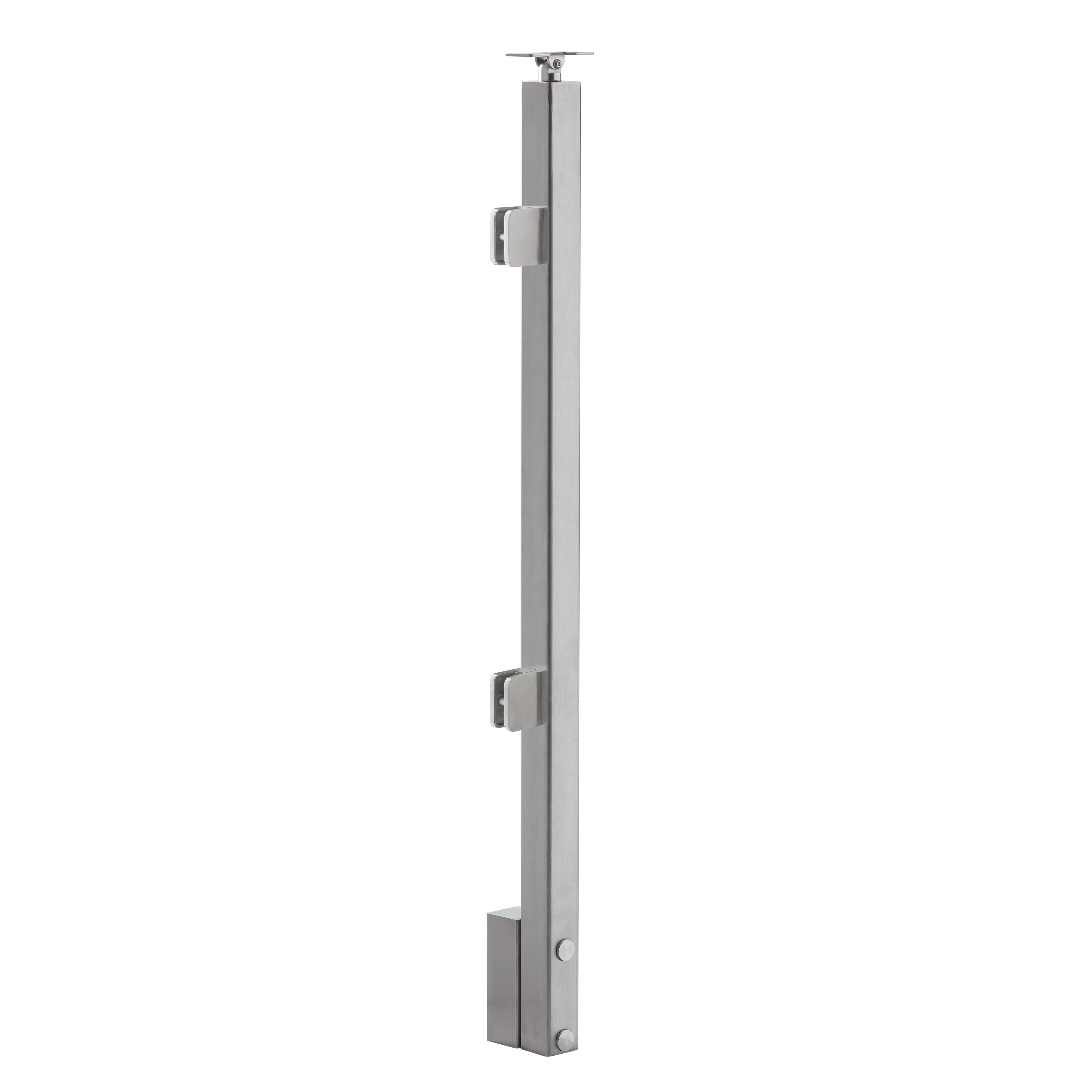 A glass post render whose short lower bracket steps out from the mount face