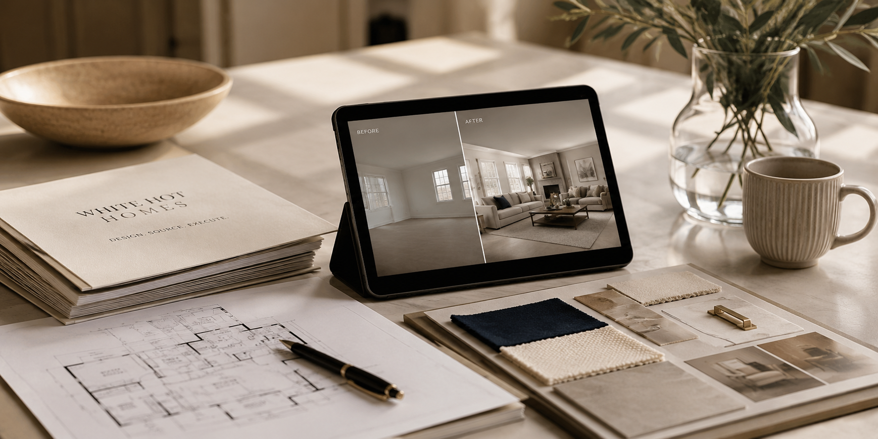 Virtual home staging and interior design services by White Hot Homes.