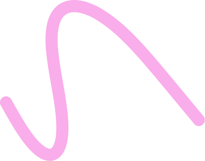 Curvy pink squiggly line on a transparent background.