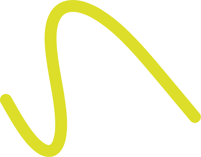 Thick lime-green squiggly line curve on a transparent background.
