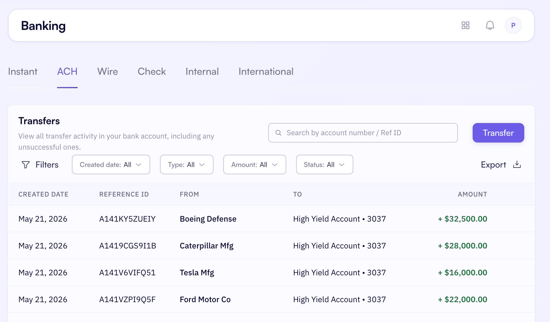 Aion instant payments batch view for paying multiple vendors at once.