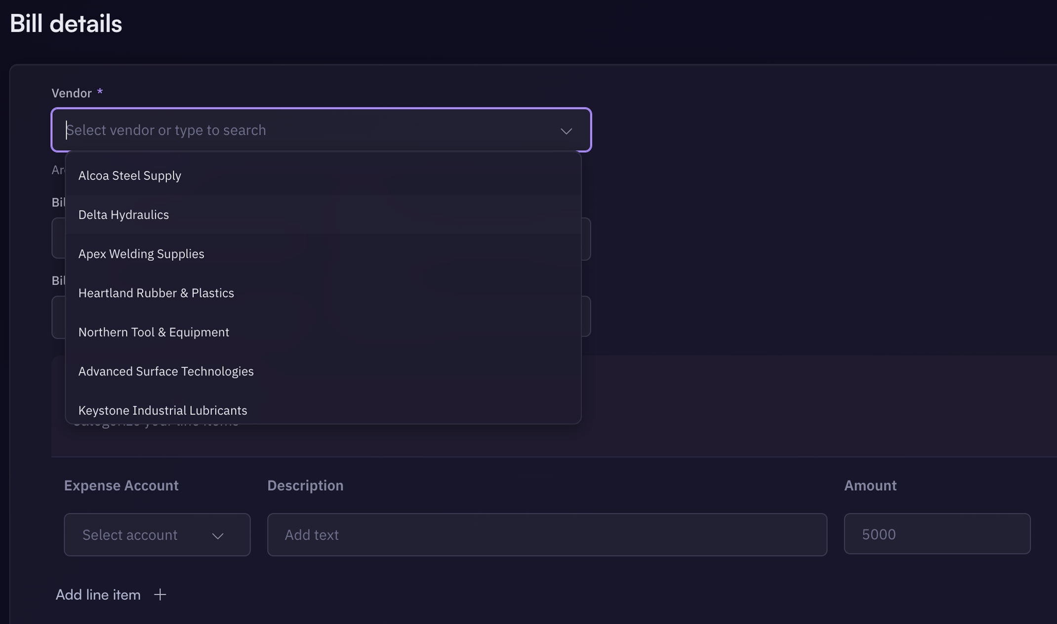 Aion bill pay workflow, from bill received to paid.