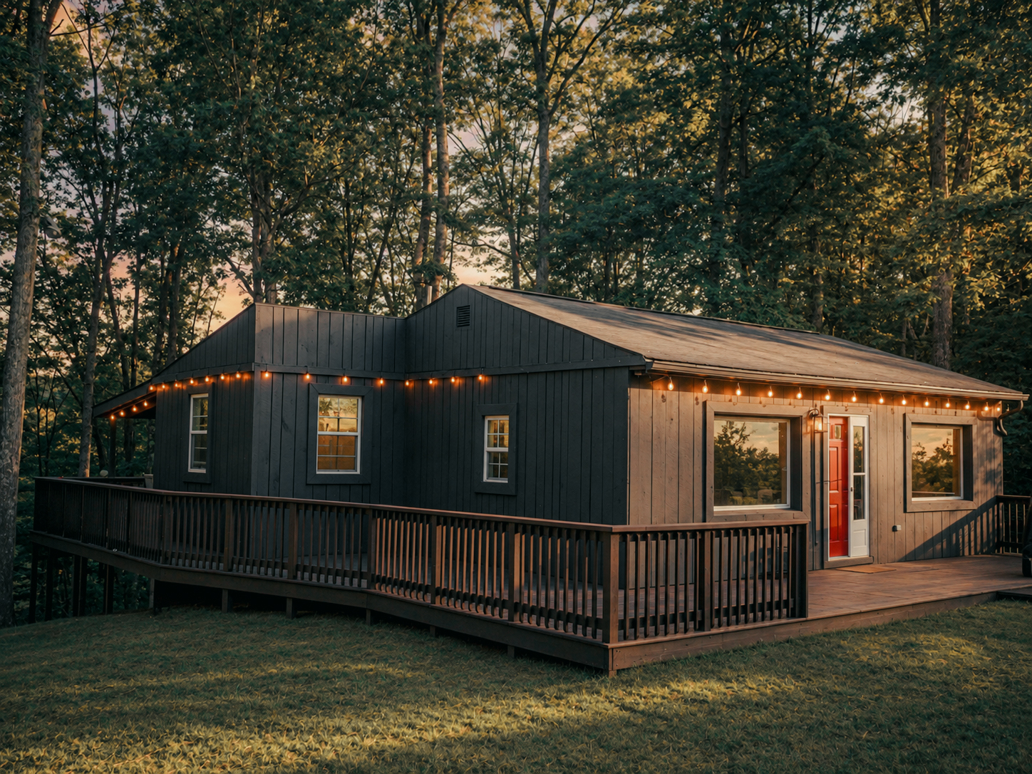Fern Cabin at GORA, forest cabin with large deck and lake view, Great Cacapon WV