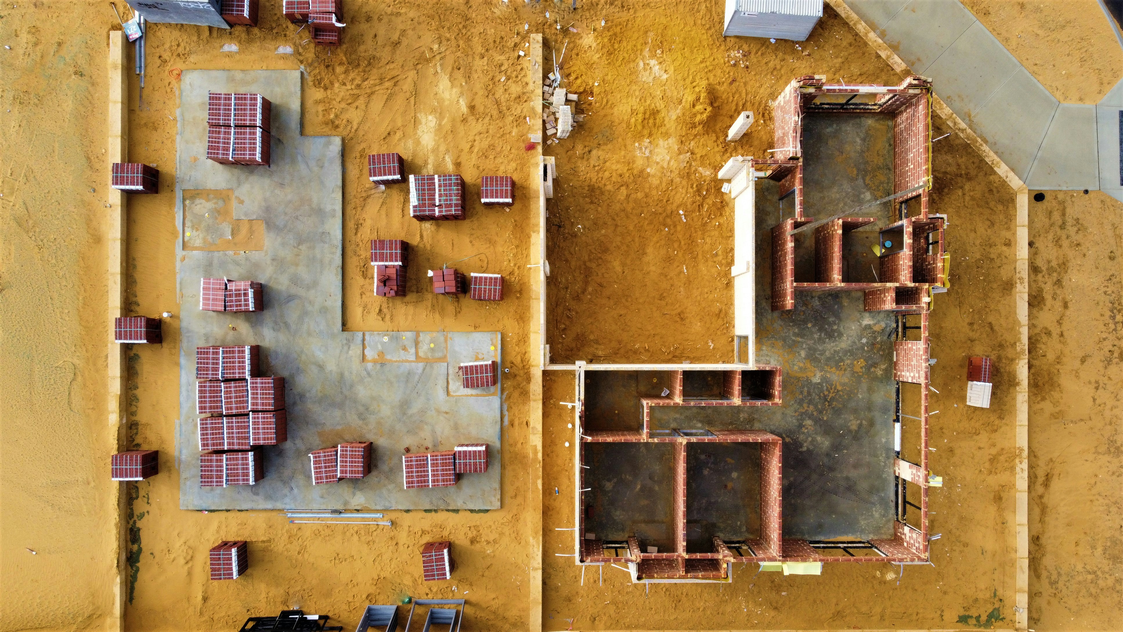 drone view of house being built