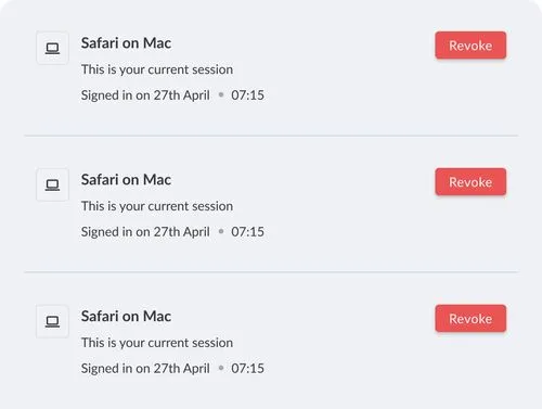 Active sessions