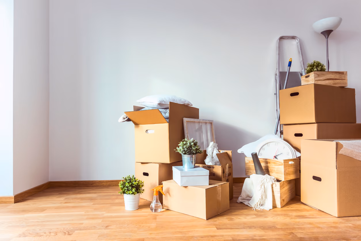Moving boxes in a rental property in Chattanooga.