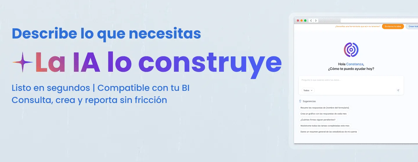 Asistente de IA de DataScope creando un formulario a partir de una instrucción