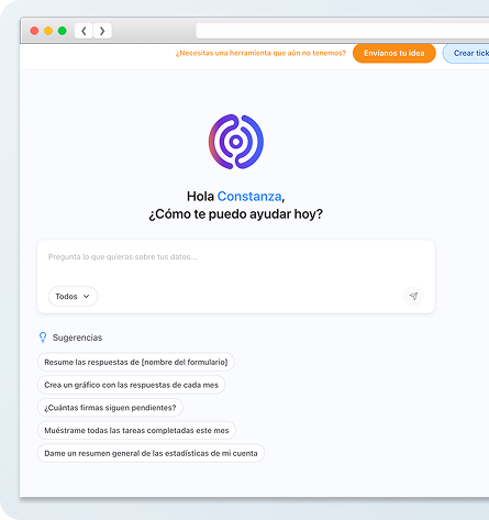 Asistente de IA de DataScope creando un formulario a partir de una instrucción