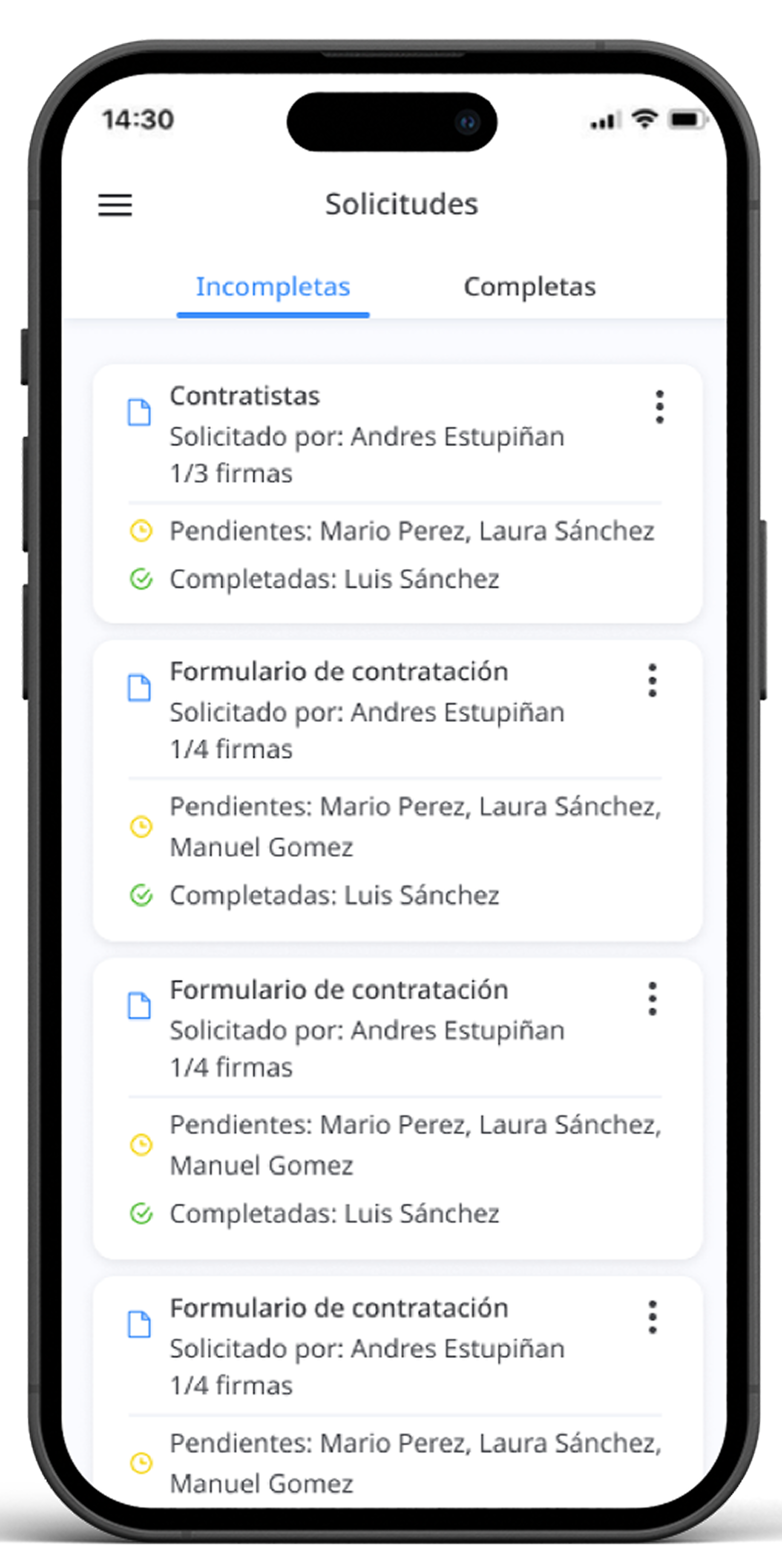 Mockup: Datos consolidados