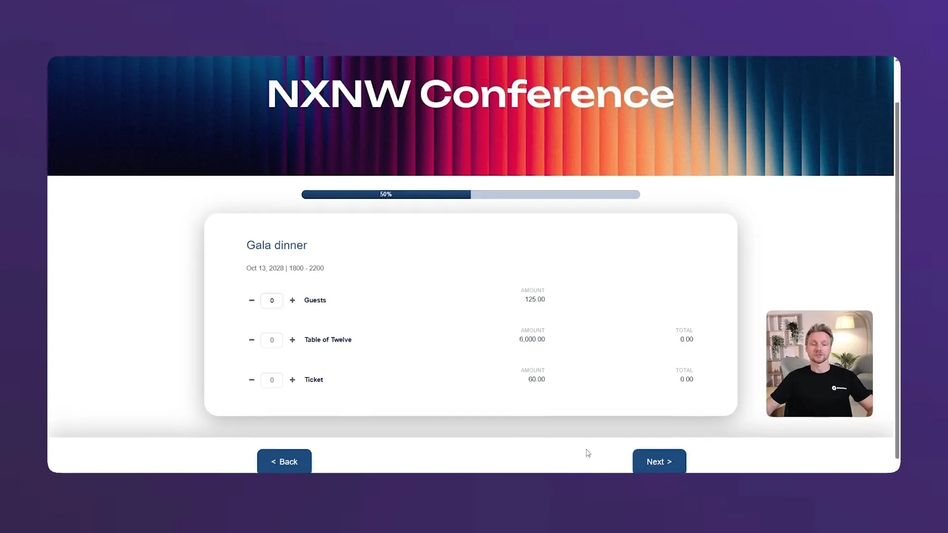 Registrations page