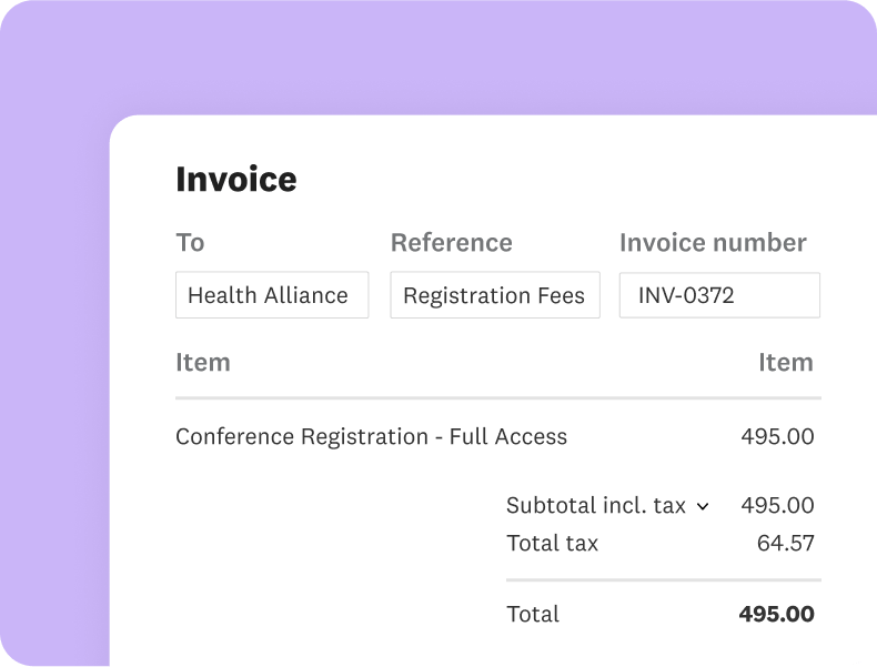 Invoice to Health Alliance for a $495 conference registration fee