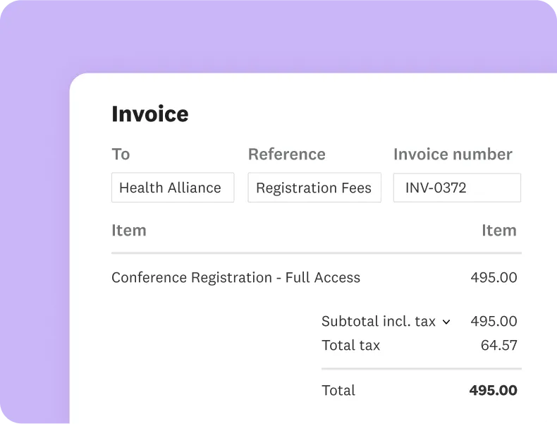 Invoice to Health Alliance for a $495 conference registration fee