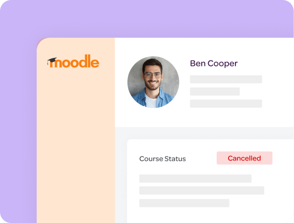 Moodle learner profile for Ben Cooper with course status Cancelled