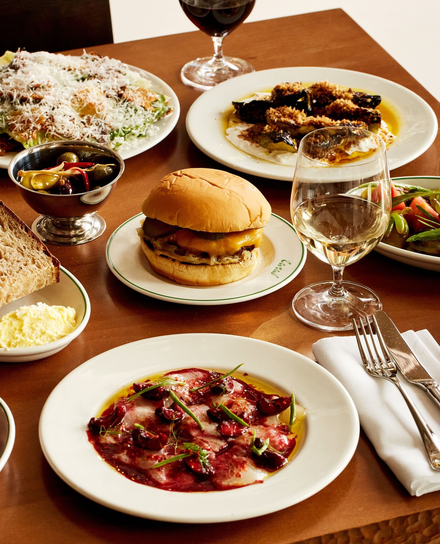 Full Spread including burger