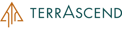 TerrAscend company logo with stylized orange upward arrow and dark green text.