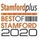 Stamford Plus Best of Stamford 2020 logo with orange and black text.