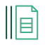 Icône de feuille de document avec des lignes textuelles, style minimaliste vert.