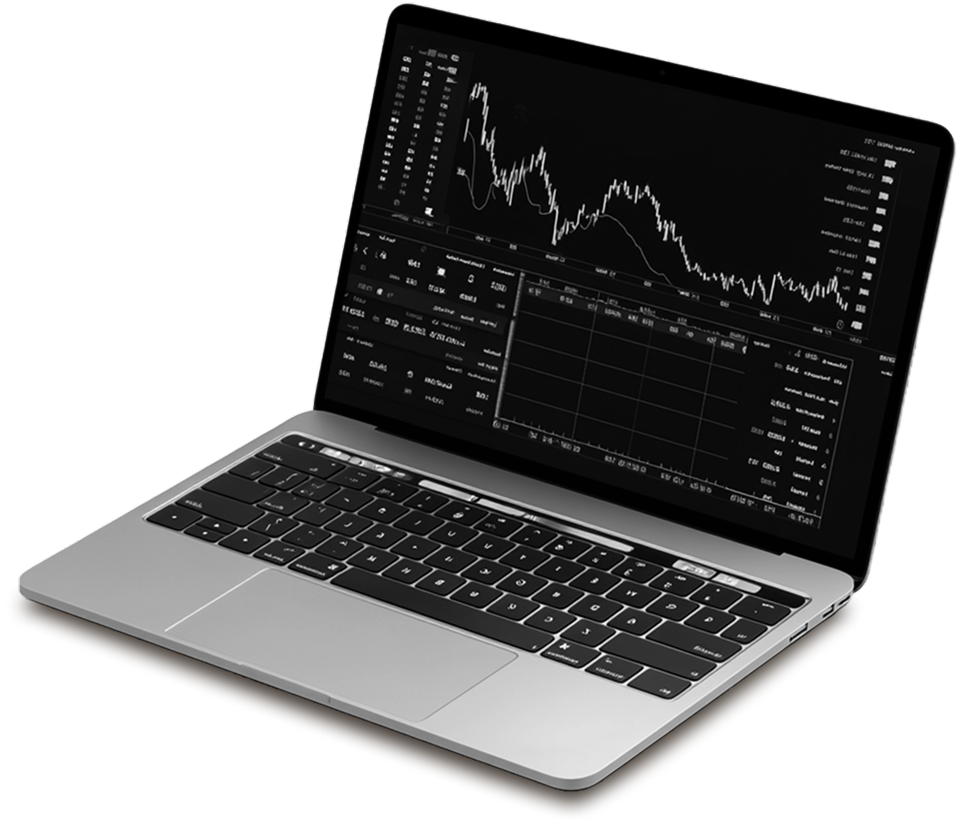 laptop with chart on it's screen