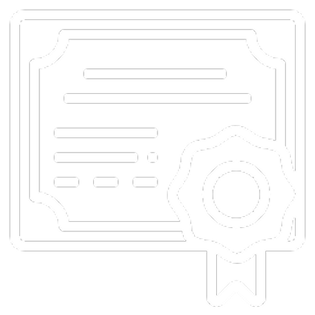 Icon of a certificate with a ribbon seal symbolizing achievement or certification.