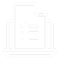 Icon of a checklist document with checkmark and lines on a laptop screen.