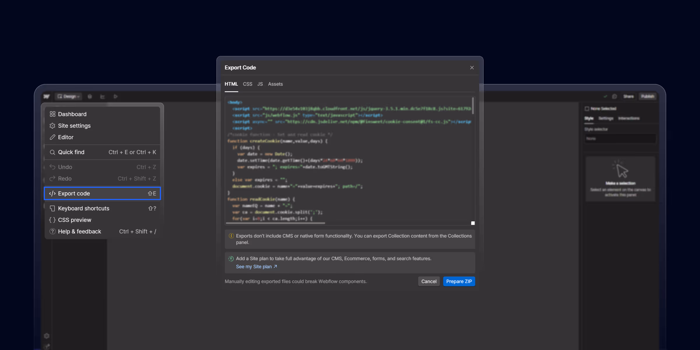 How to Export Code from Webflow (HTML, CSS, JS) in 2026