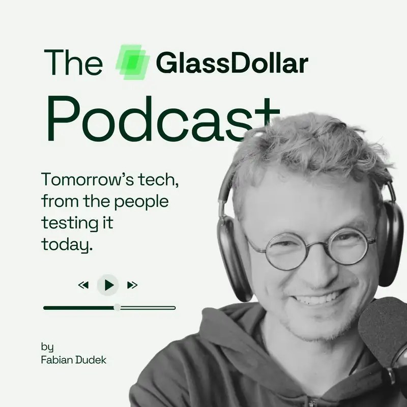 The GlassDollar Podcast cover with host Fabian Dudek wearing headphones.
