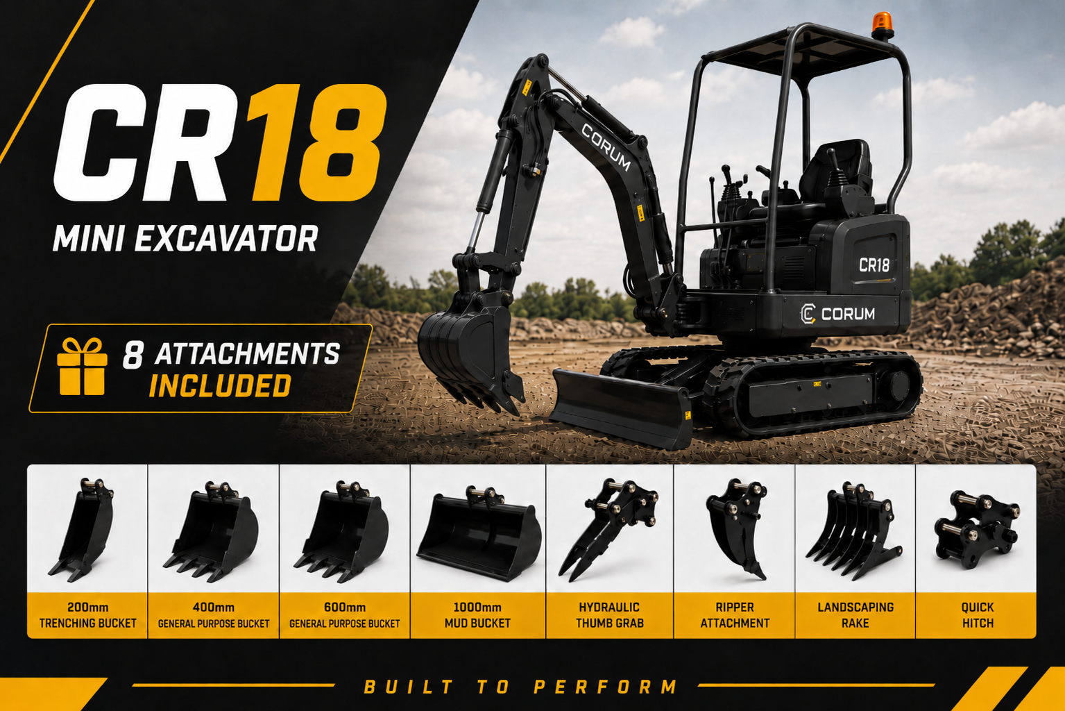 1.8-tonne class digger with 8 attachments