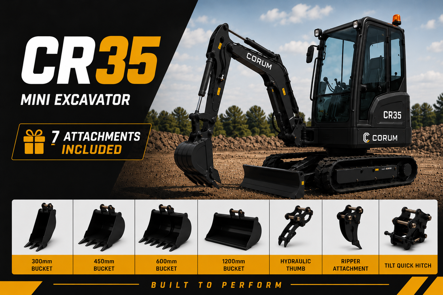 4-tonne class digger with 7 attachments